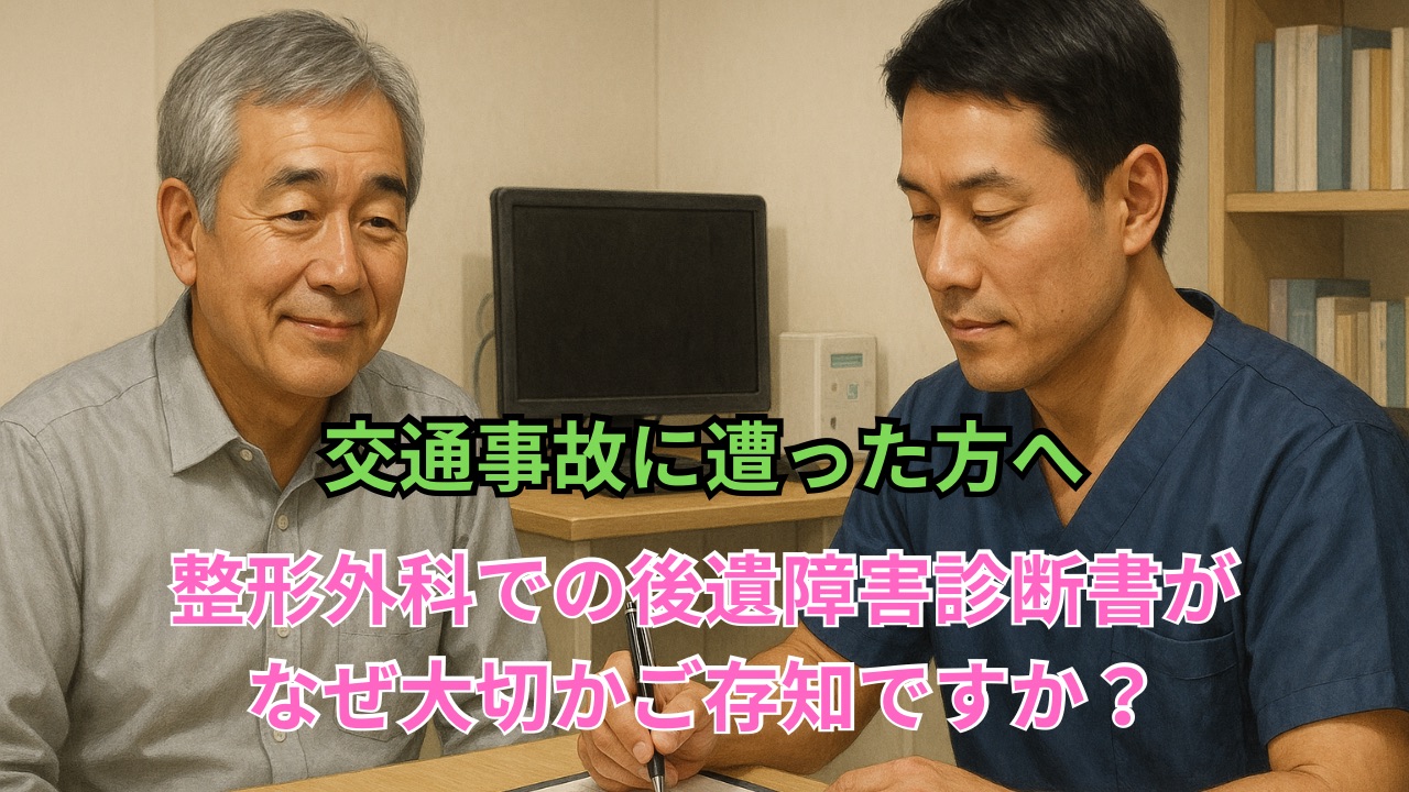 交通事故に遭った方へ　整形外科での後遺障害診断書がなぜ大切かご存知ですか？